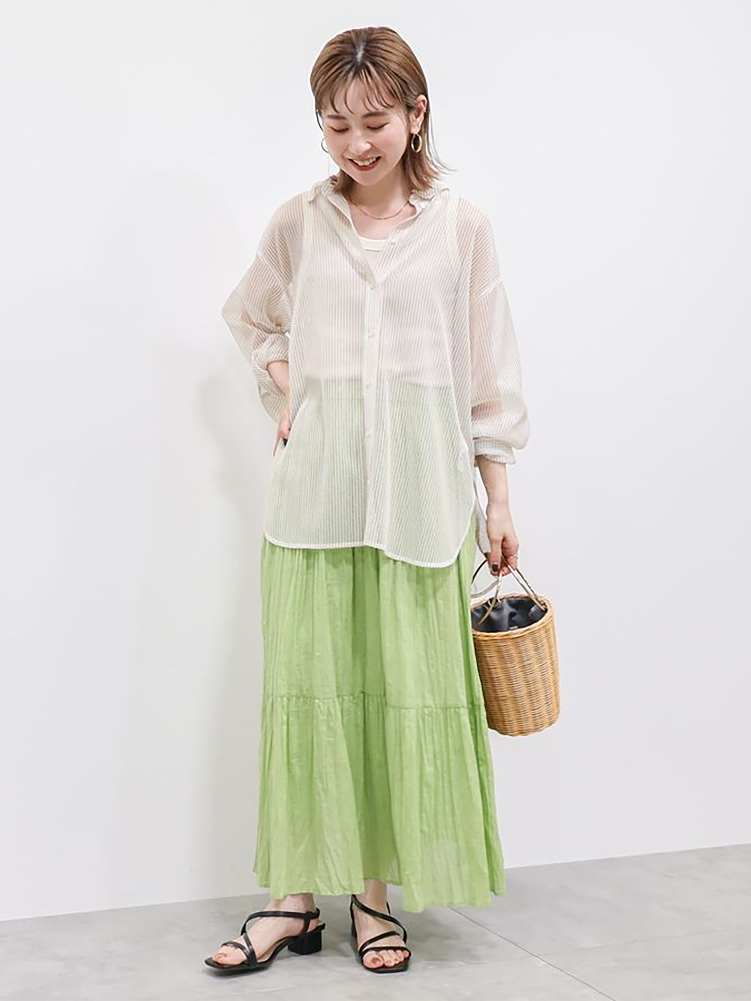 Yanagi Crinkle Tiered Skirt