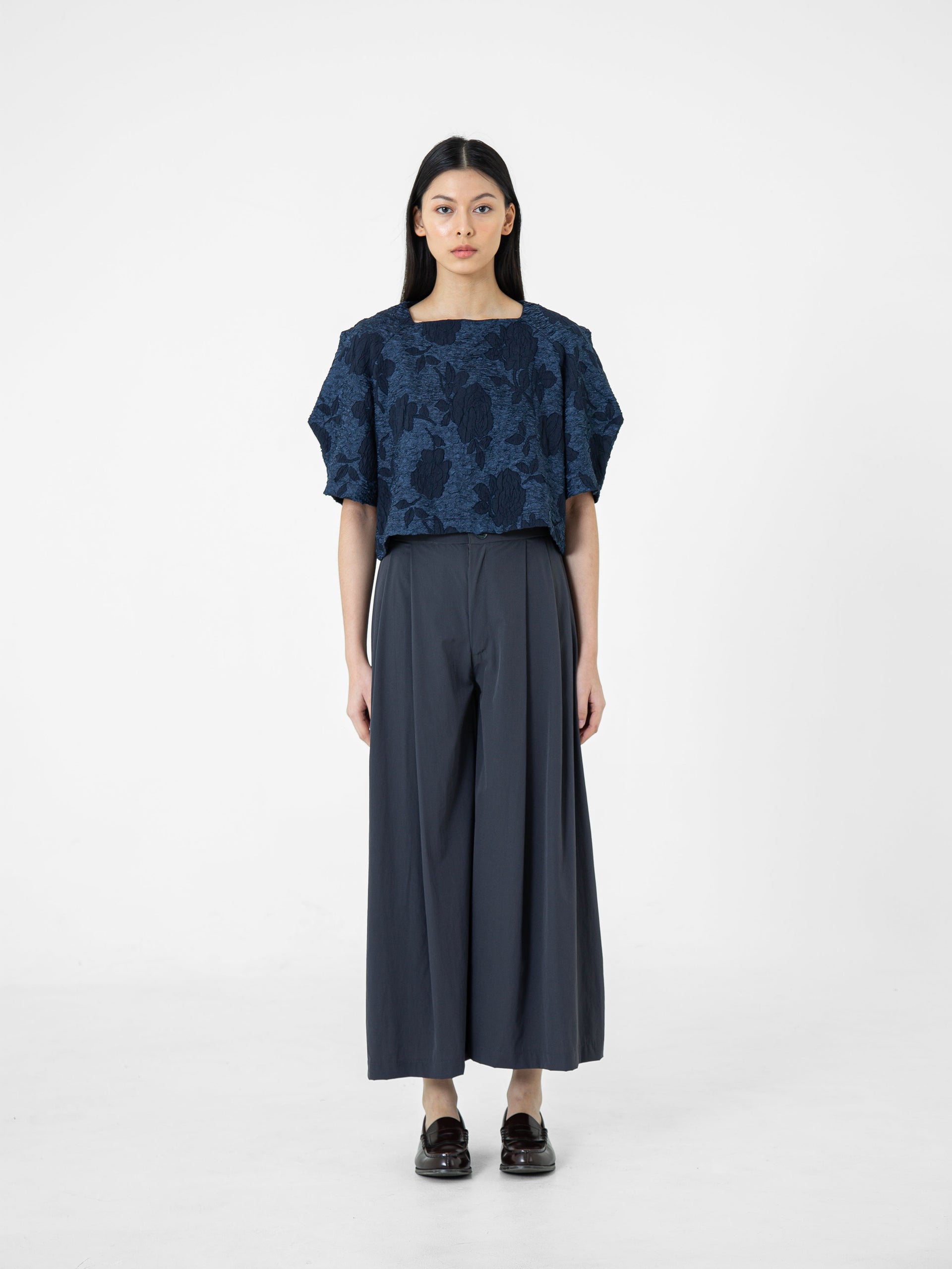 Giulia Cropped Jacquard Blouse