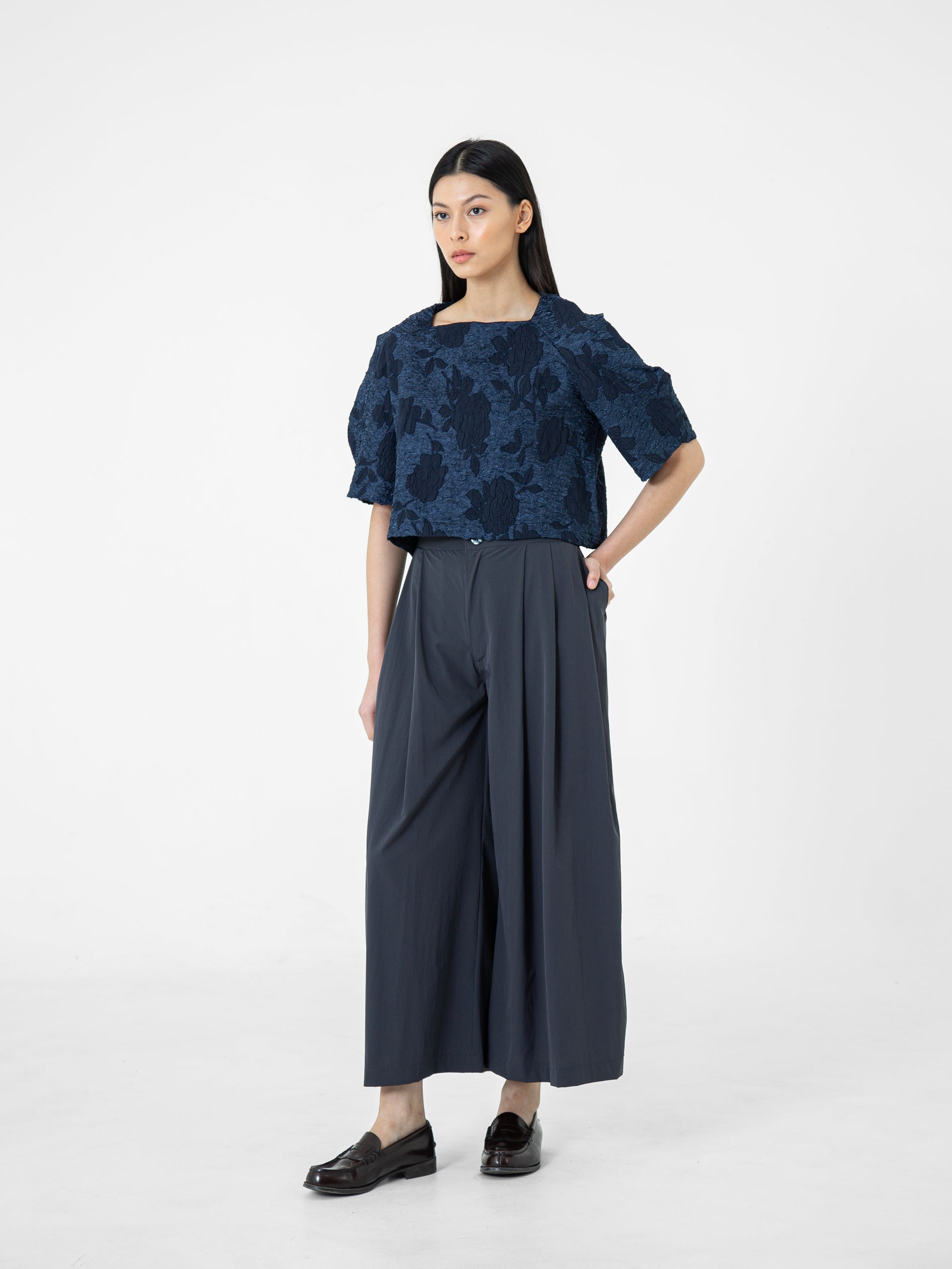 Giulia Cropped Jacquard Blouse