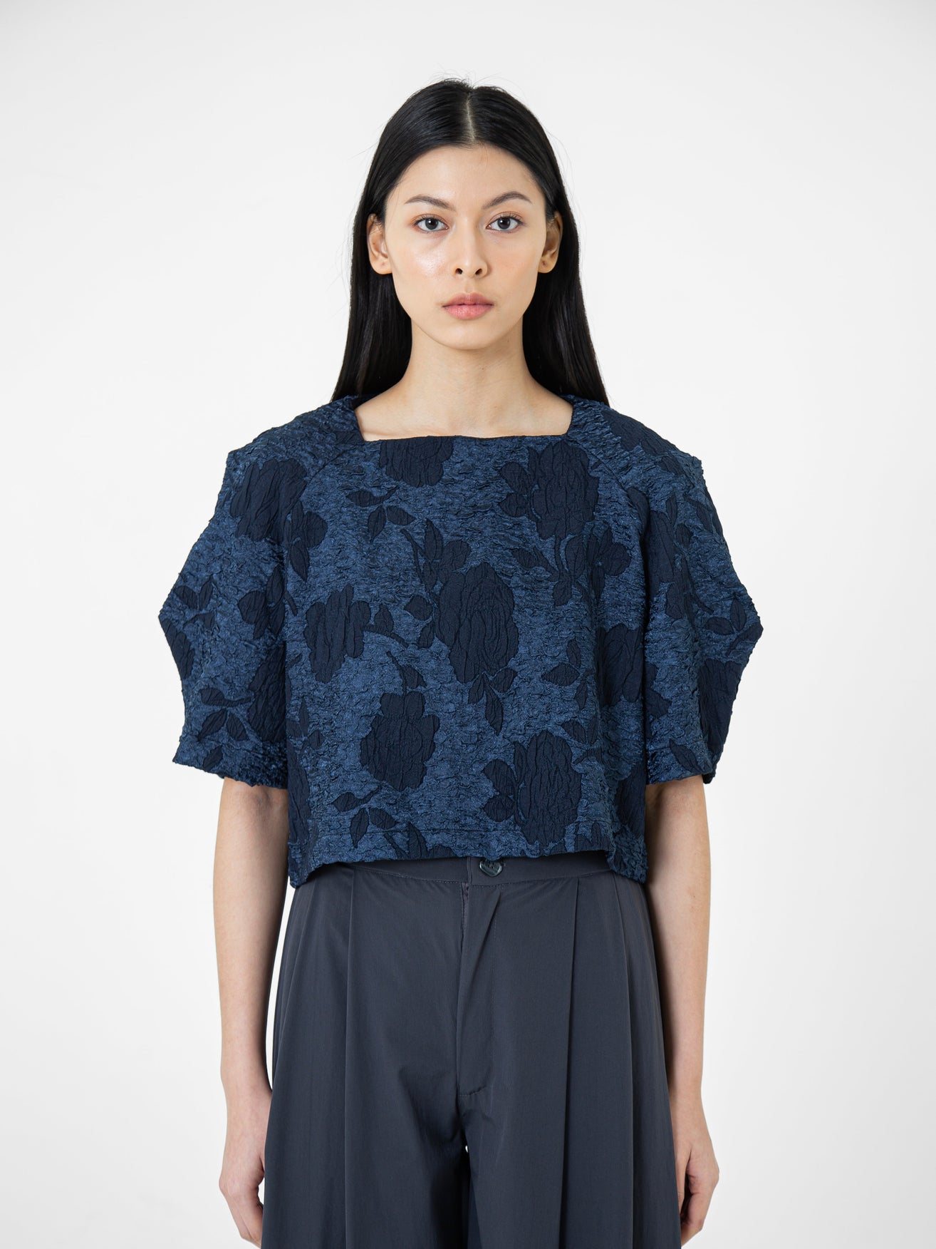 Giulia Cropped Jacquard Blouse