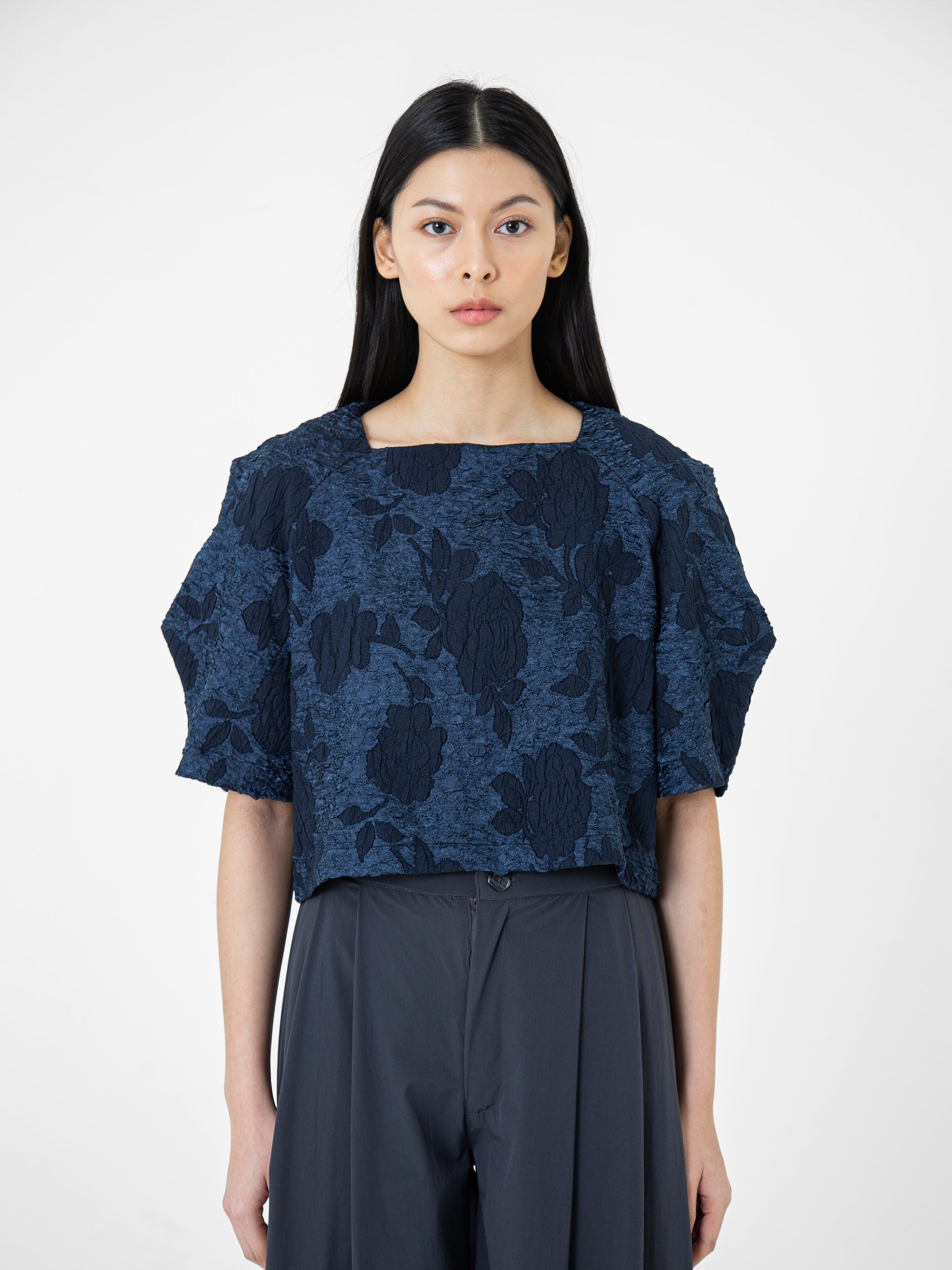 Giulia Cropped Jacquard Blouse