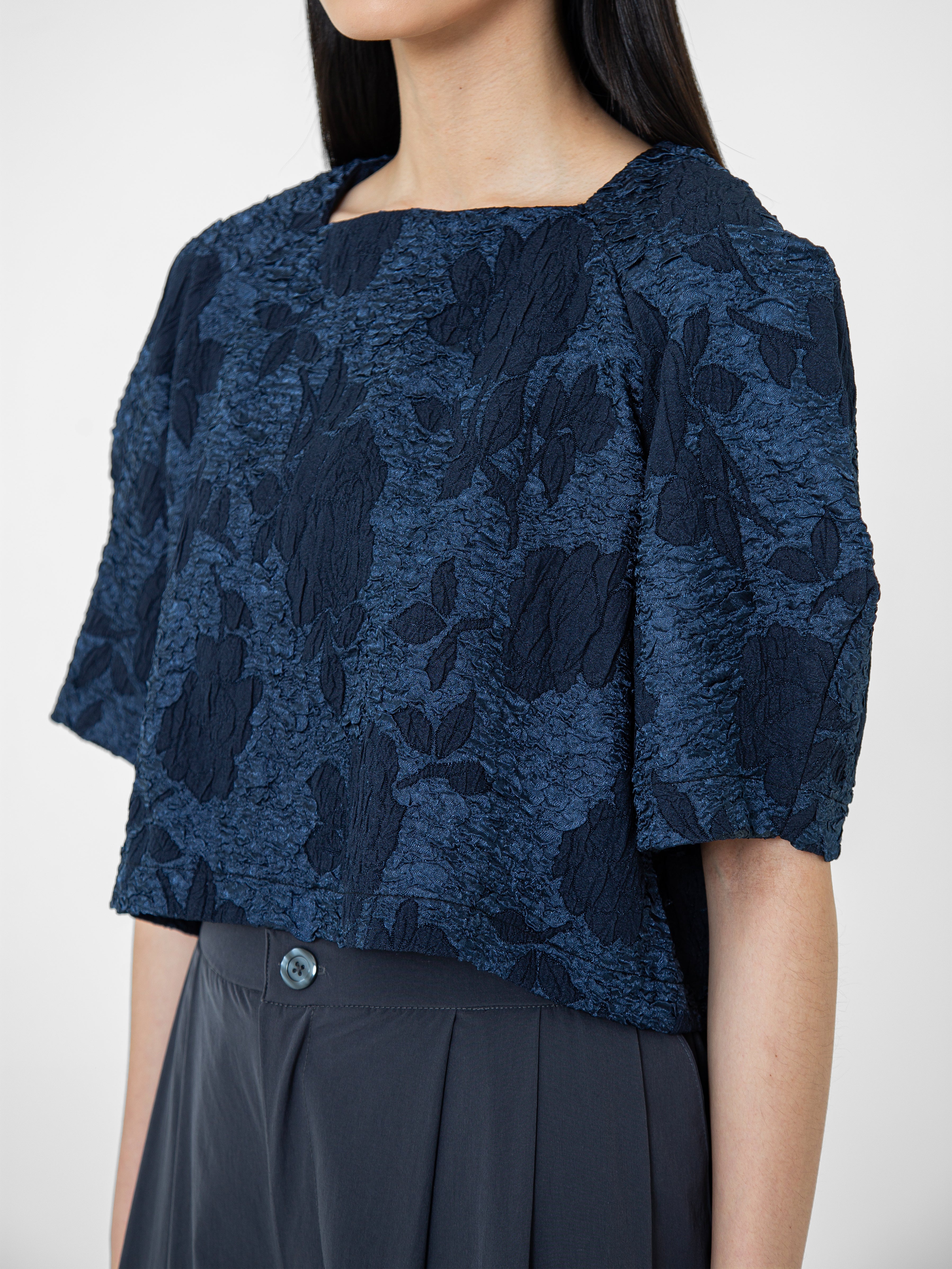 Giulia Cropped Jacquard Blouse