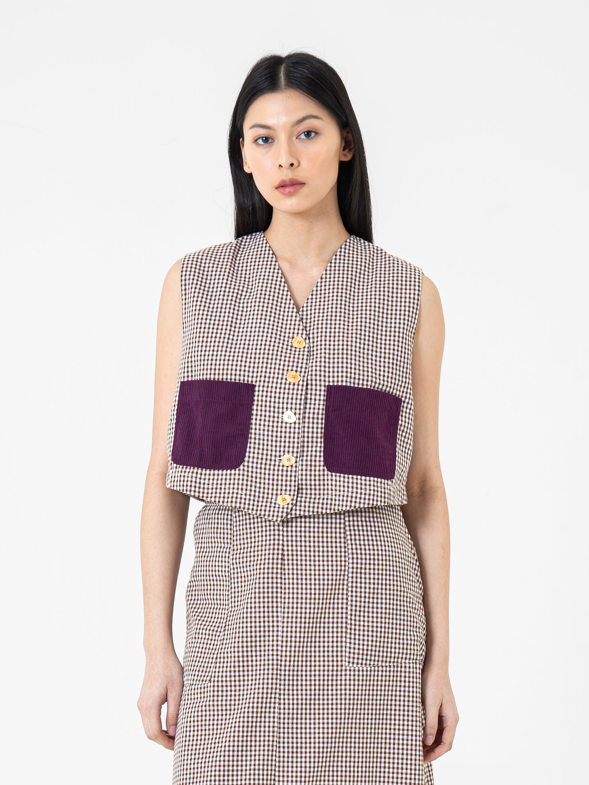 Bonnie Light Cotton Check Vest