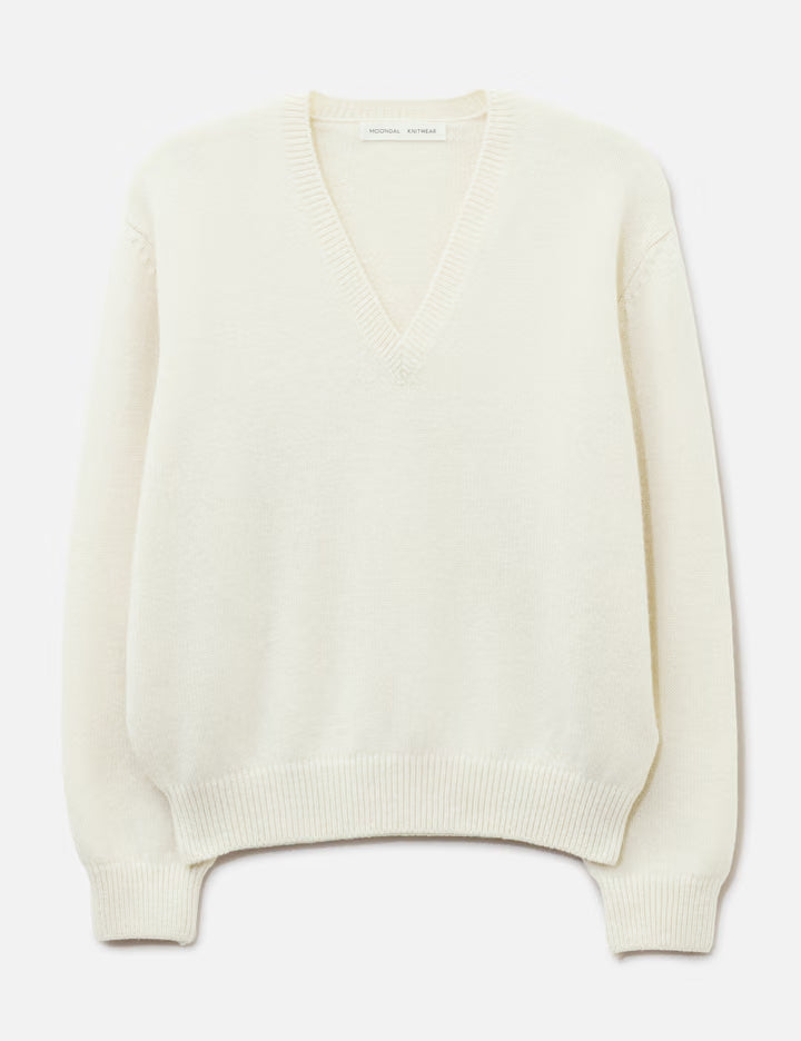 24 Deep V-Neck Knit In Ivory