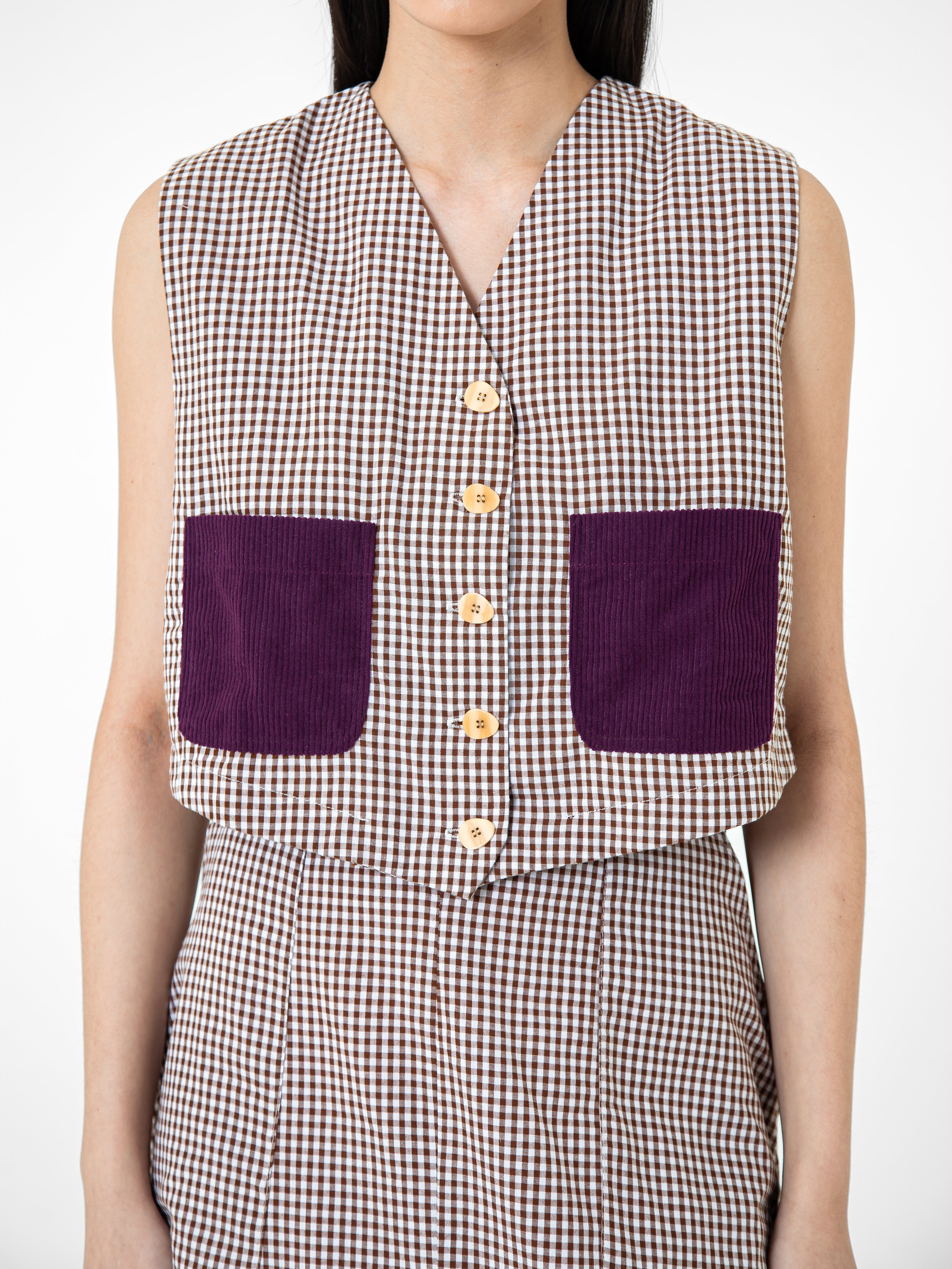 Bonnie Light Cotton Check Vest