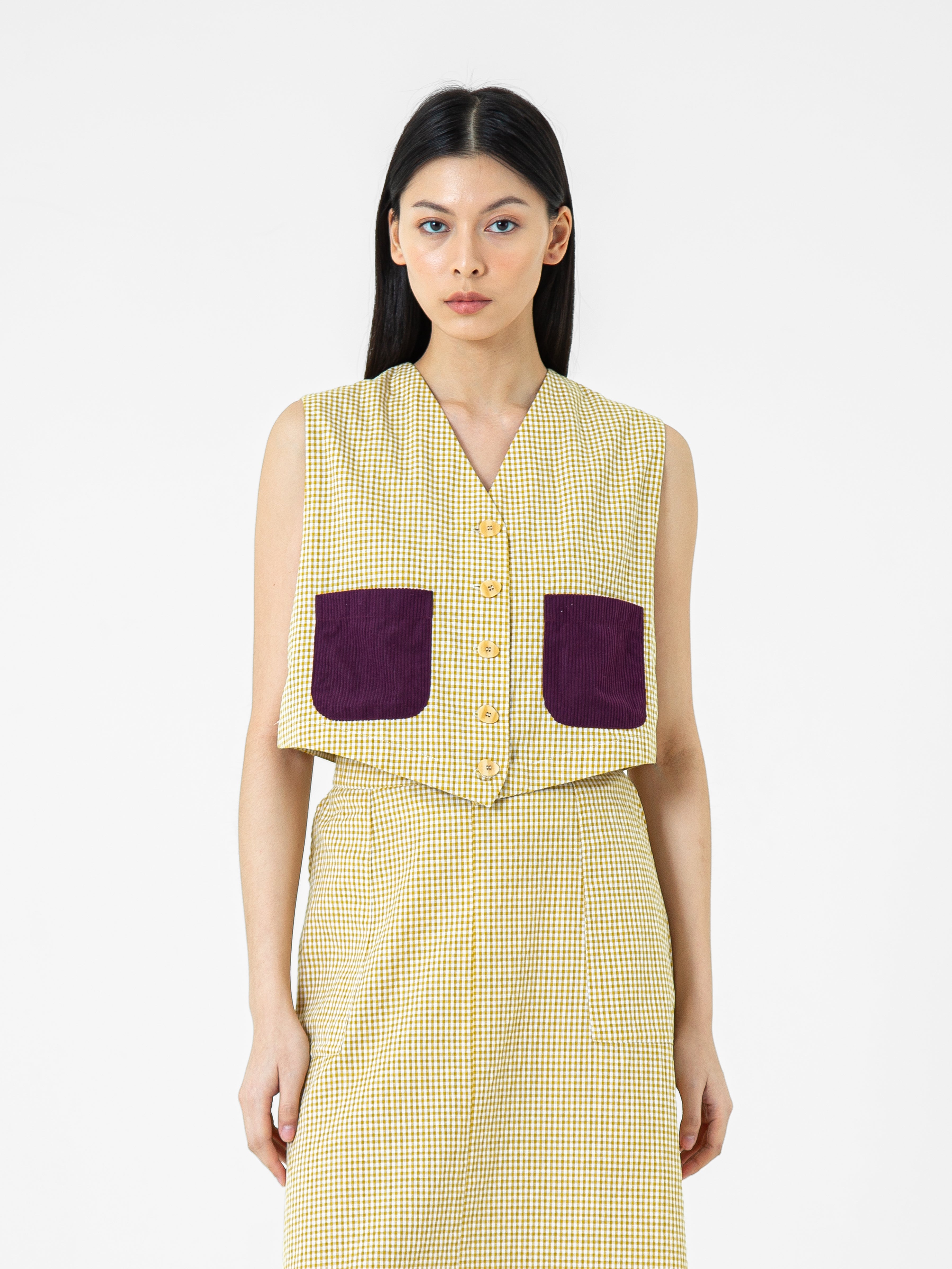 Bonnie Light Cotton Check Vest