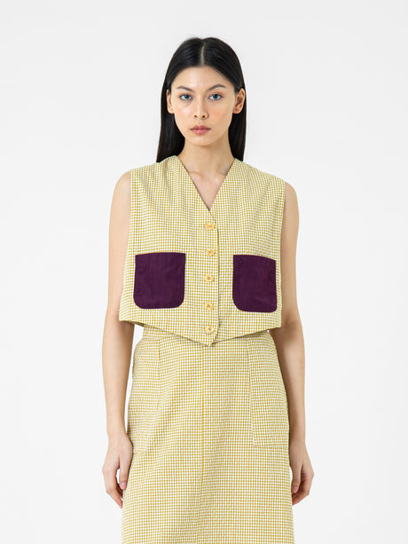 Bonnie Light Cotton Check Vest