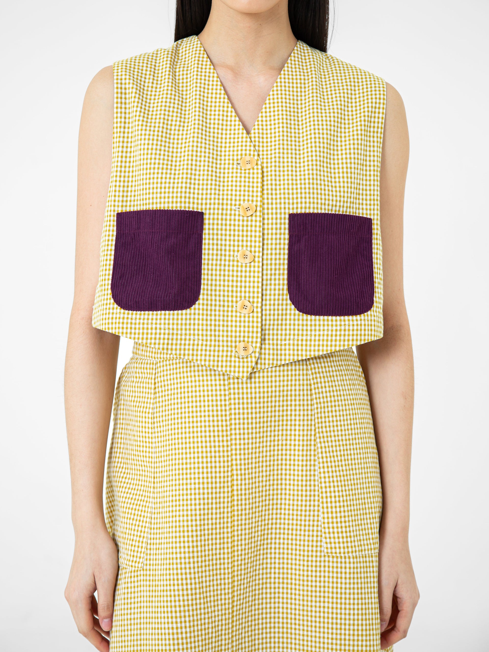 Bonnie Light Cotton Check Vest