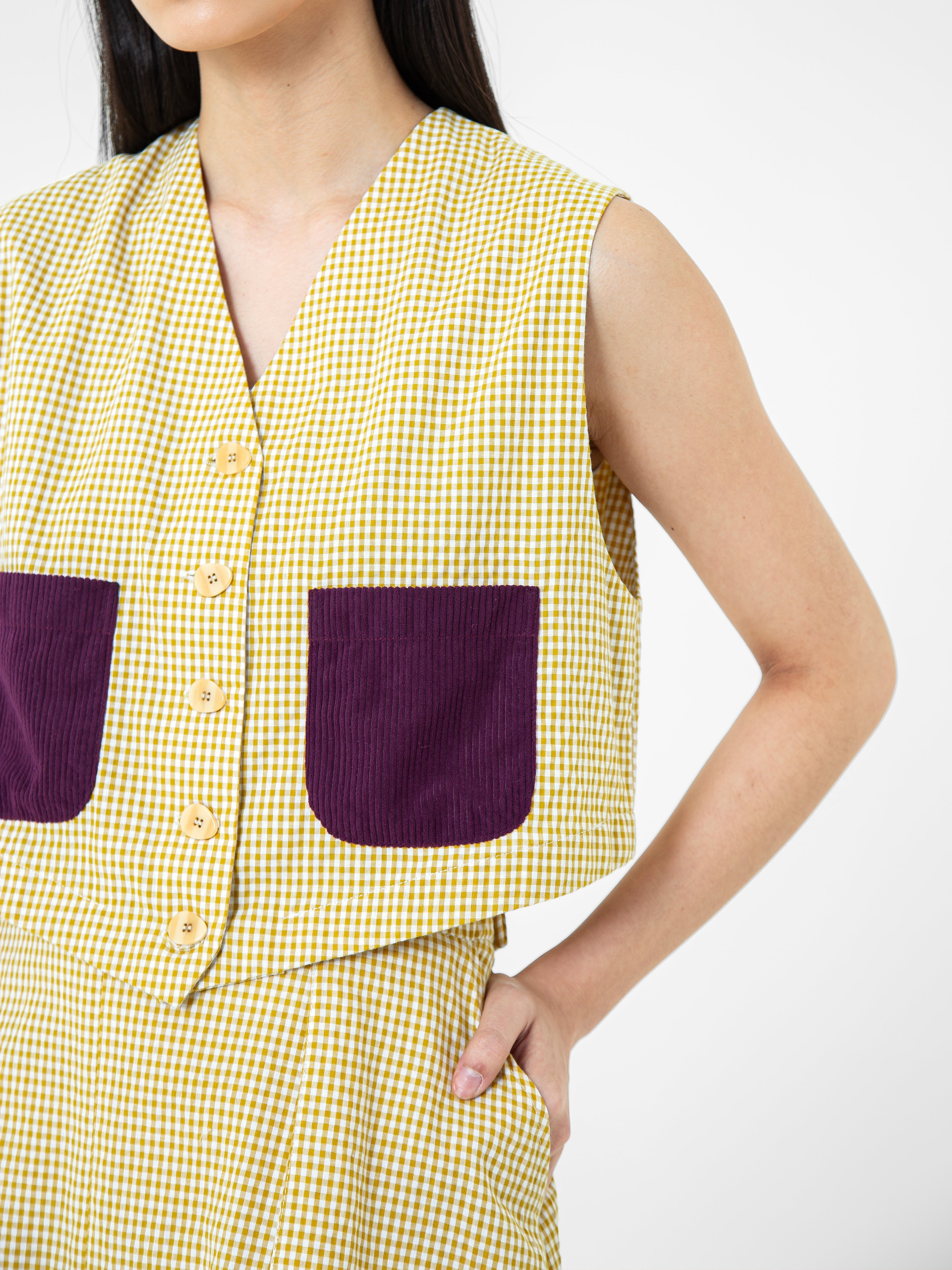 Bonnie Light Cotton Check Vest