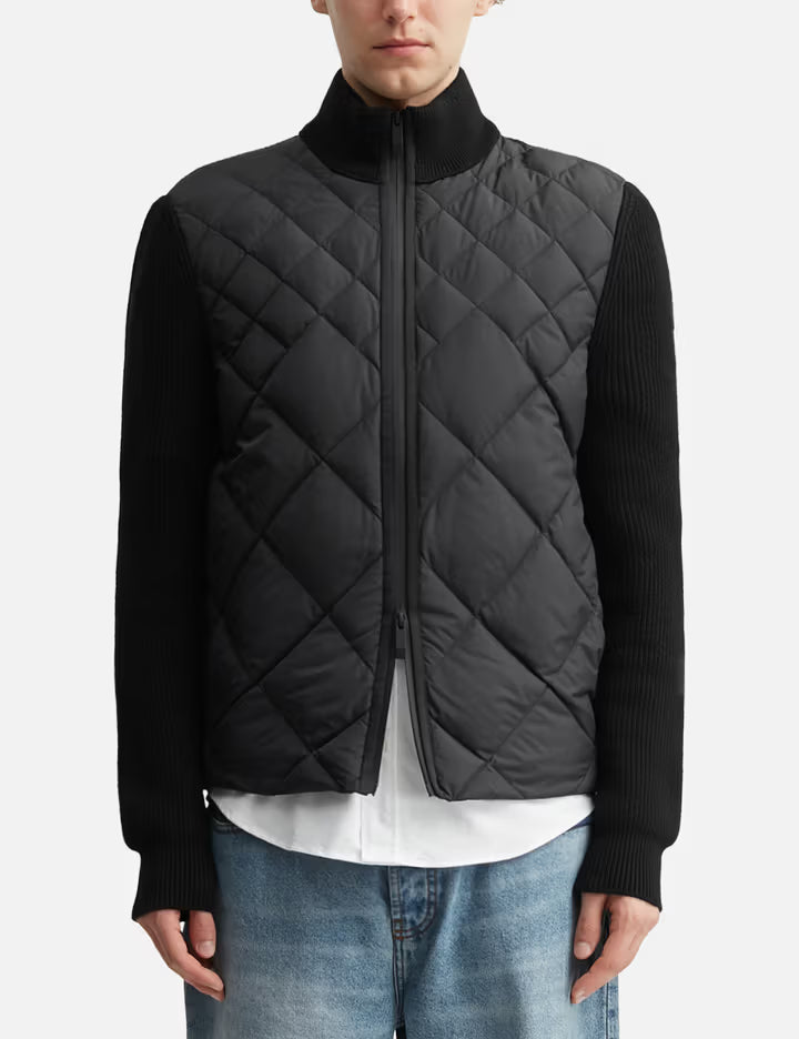 Diamond-Quilted Zip Cardigan