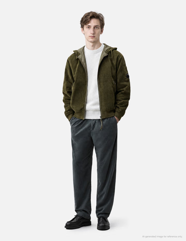 350 Corduroy Hooded Lens Padded Sweatshirt