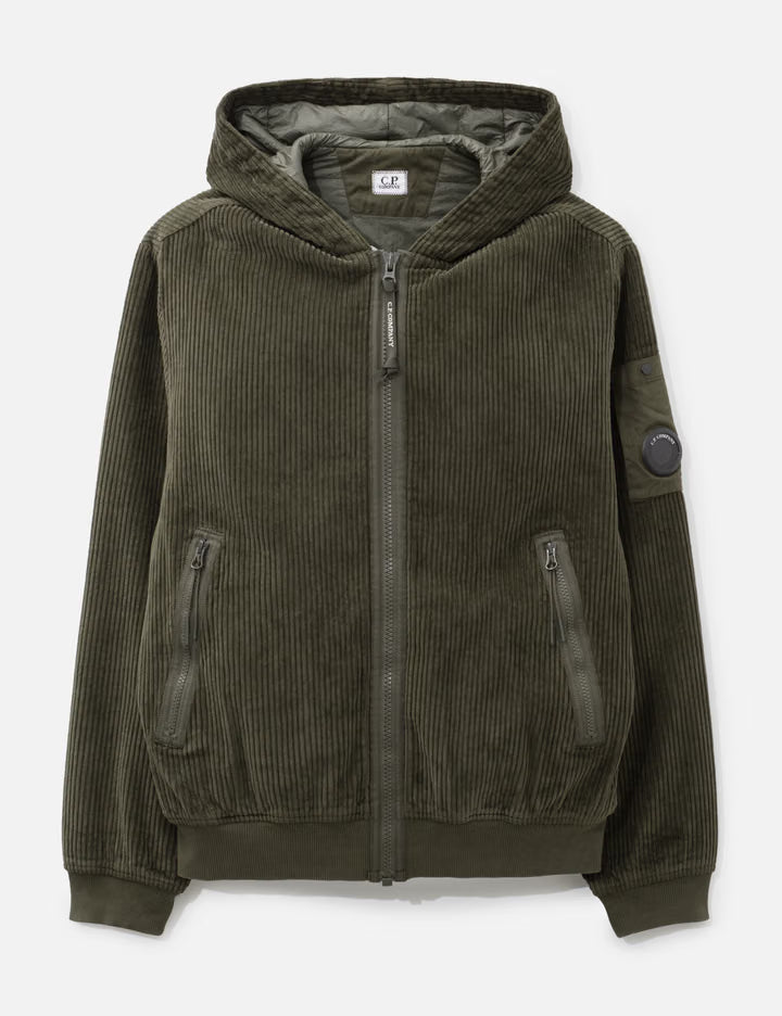 350 Corduroy Hooded Lens Padded Sweatshirt