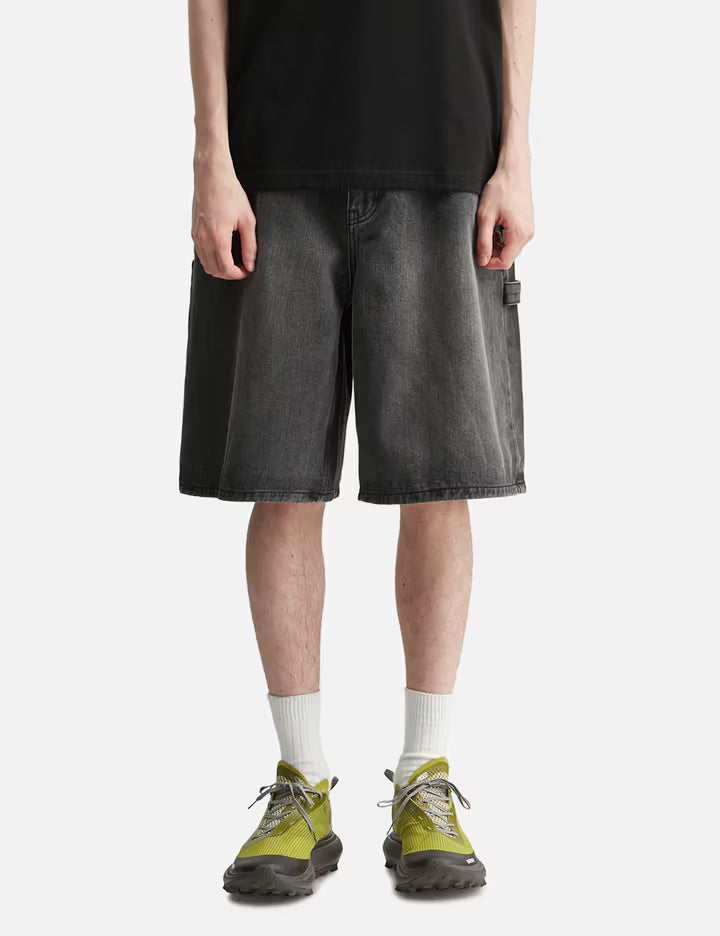 Brush Washed Denim Carpenter Shorts