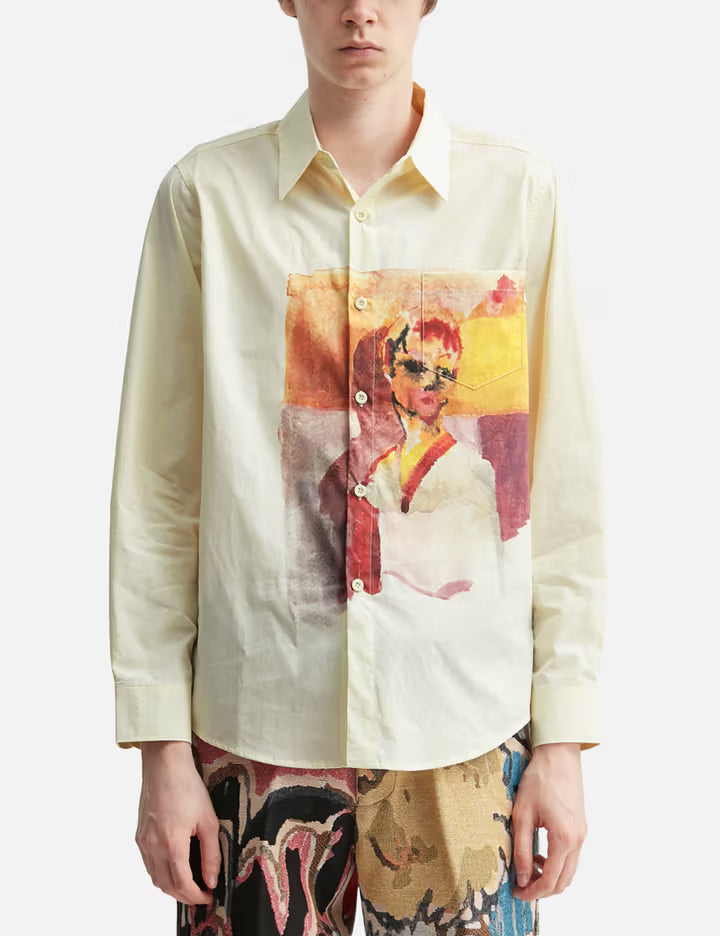 Girl Painting Button Up Shirt