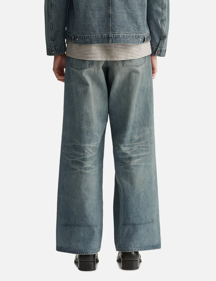 Destressed Modern Denim Wide Cut