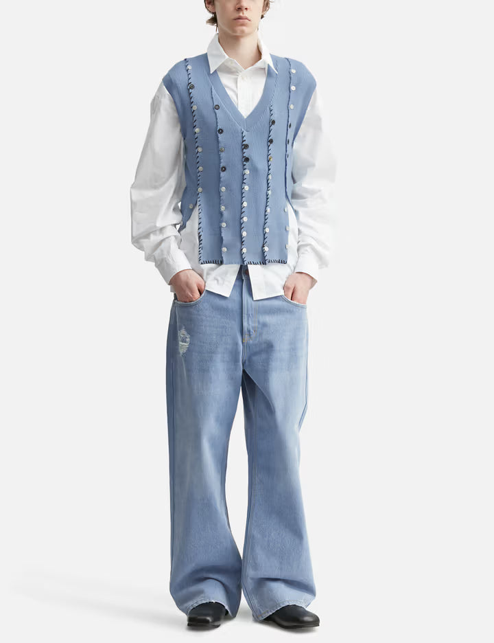 Light Blue Button Vest