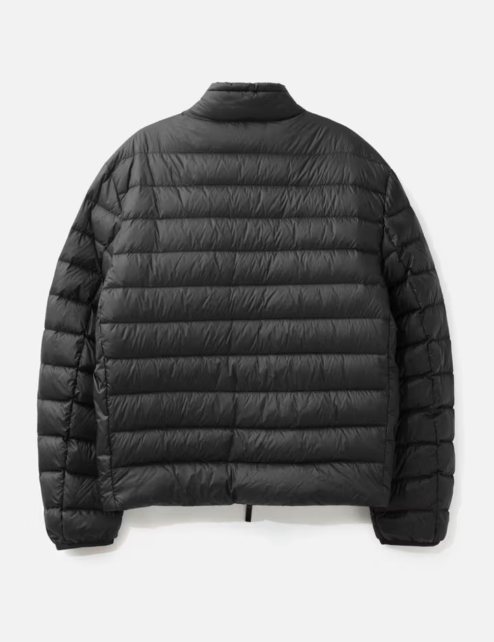 Mackinac Diagonal-Quilted Down Biker Jacket