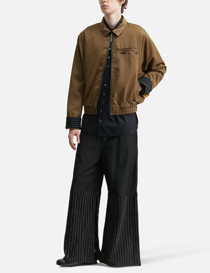 Brown Chore Jacket With Stand Collar