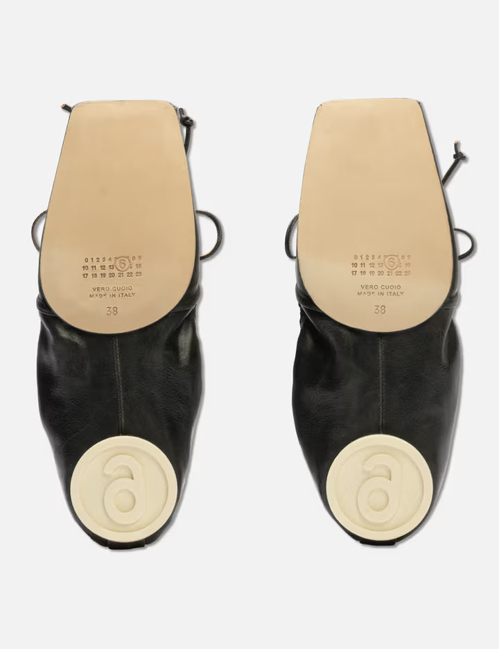 Square-Toe Leather Ballerina Shoes