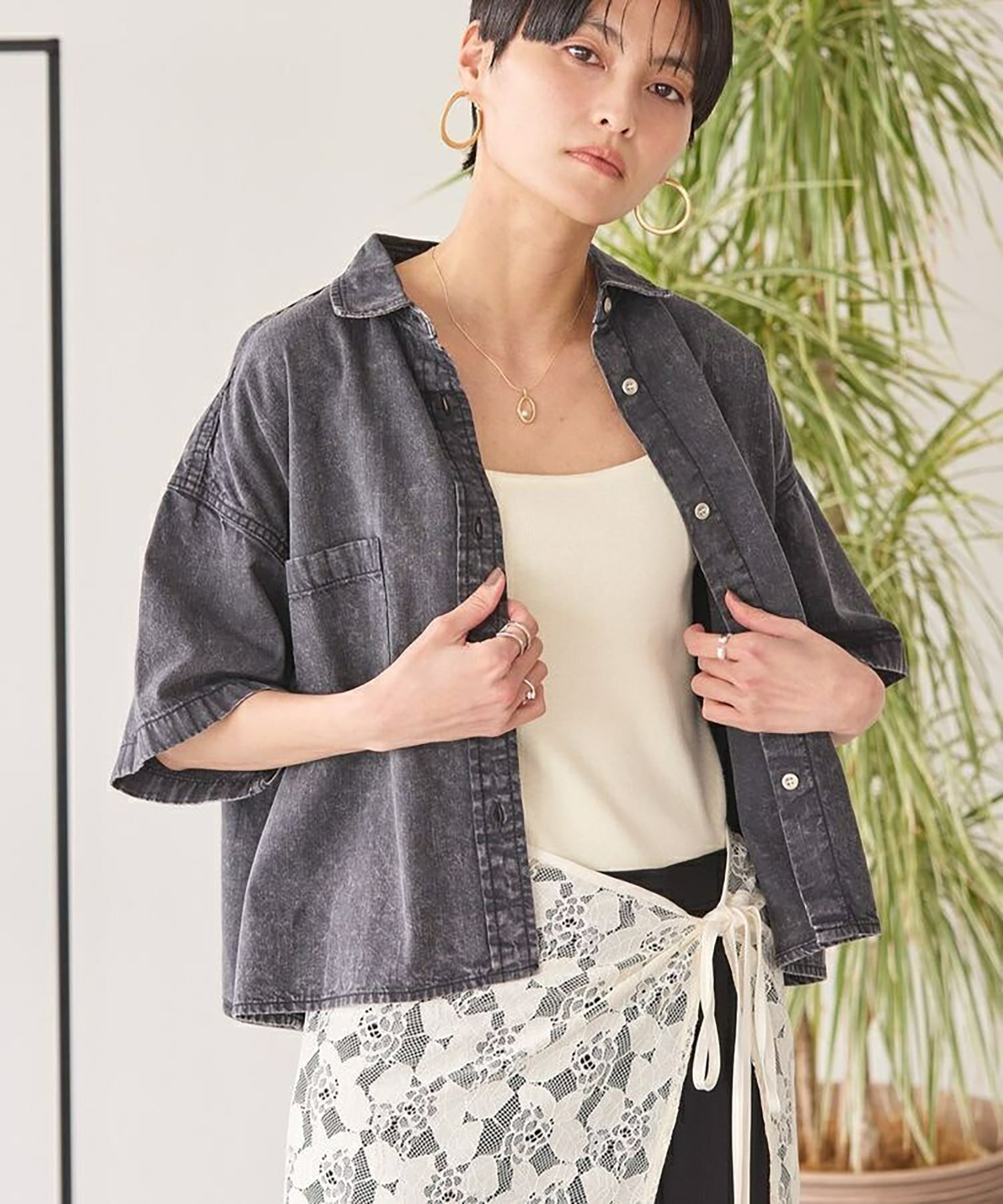 Ogata Denim Cropped Shirt