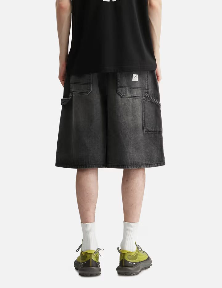 Brush Washed Denim Carpenter Shorts
