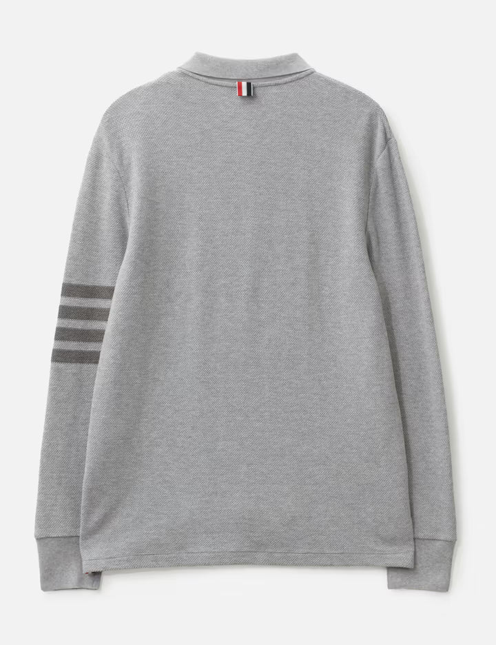 Textured Pique 4-Bar Long Sleeve Polo