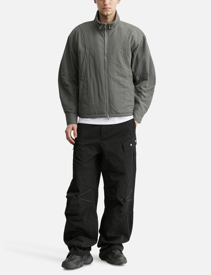 CHECK CONTRAST BOMBER JACKET CHARCOAL