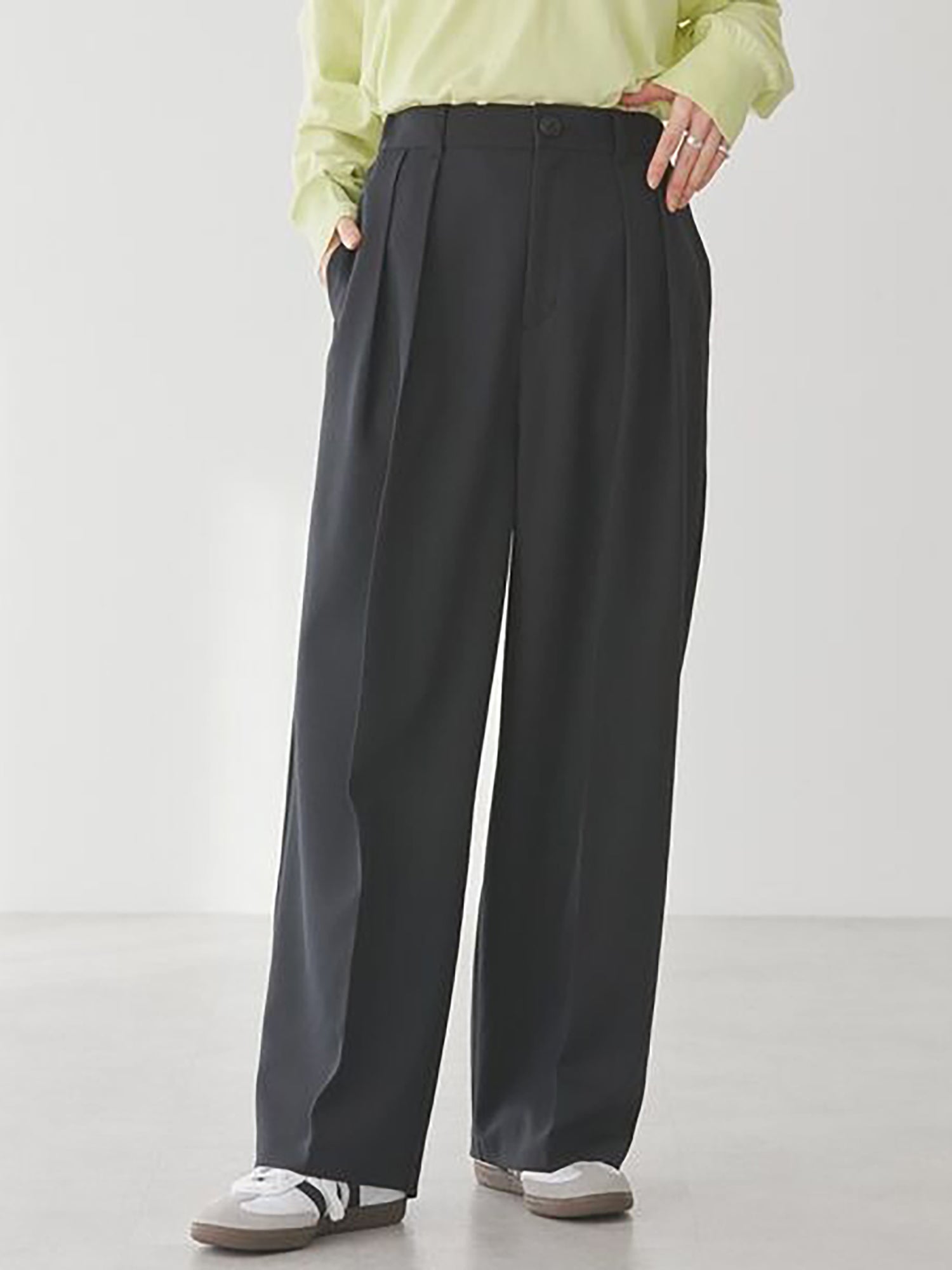 Sendan Tuck Wide Pants - Beige - American Holic