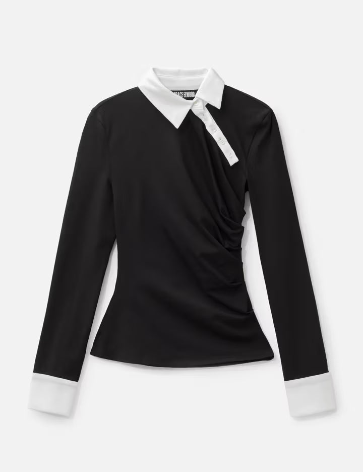 Twisted Collar Draped Jersey