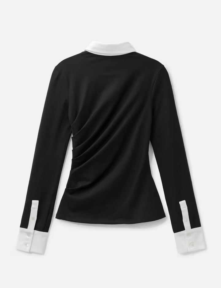 Twisted Collar Draped Jersey