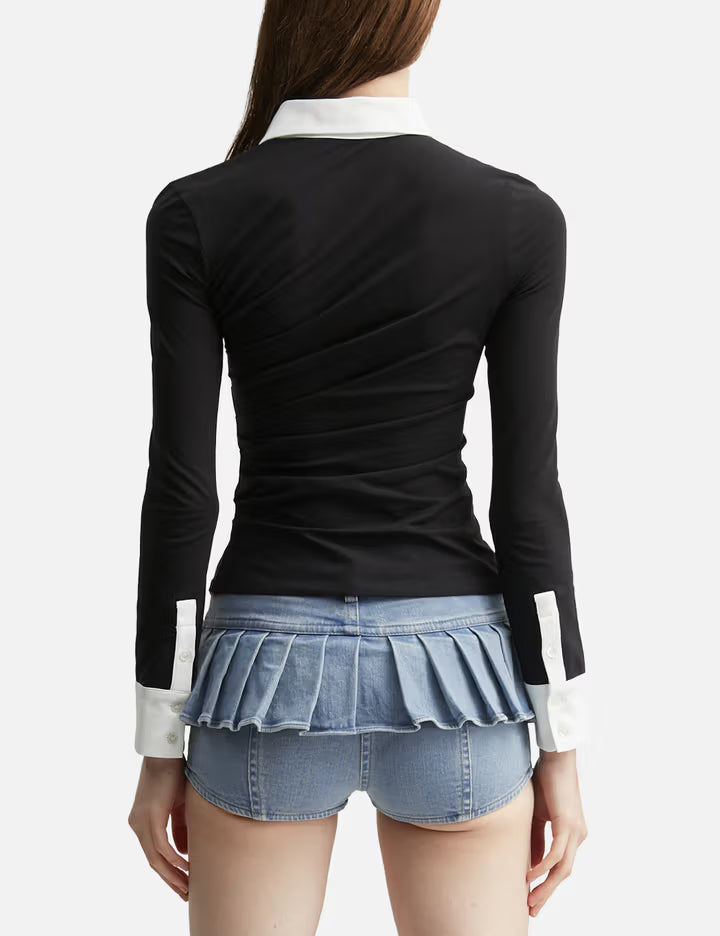 Twisted Collar Draped Jersey