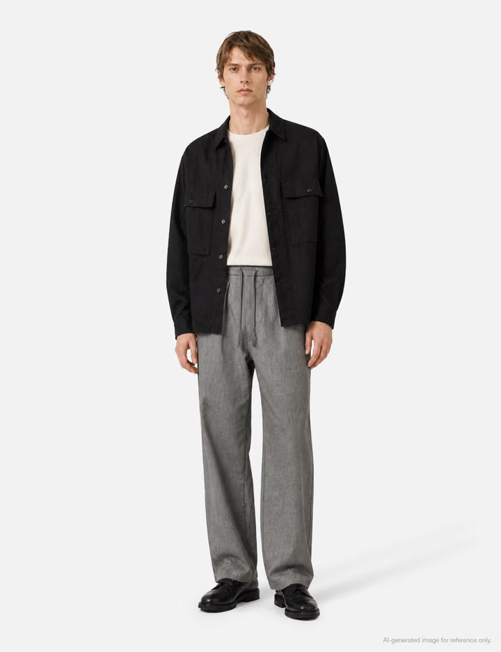Wool Herringbone Easy Trousers
