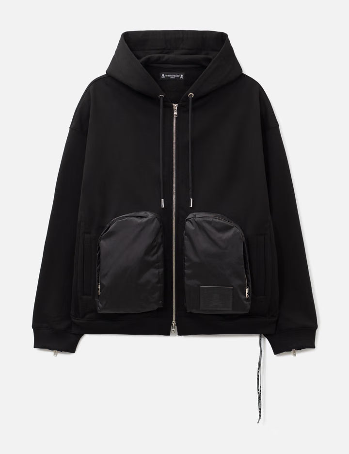 Nylon Pockets Zip-Up Hoodie