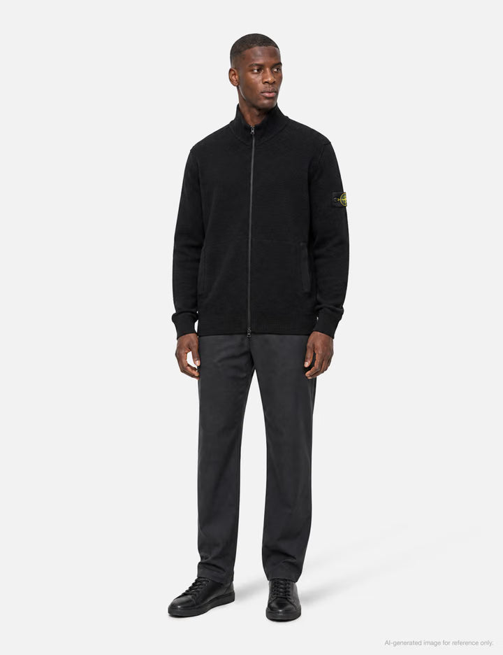 Textured Wool Zip-Up Cardigan