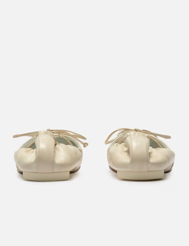 Square-Toe Leather Ballerina Shoes
