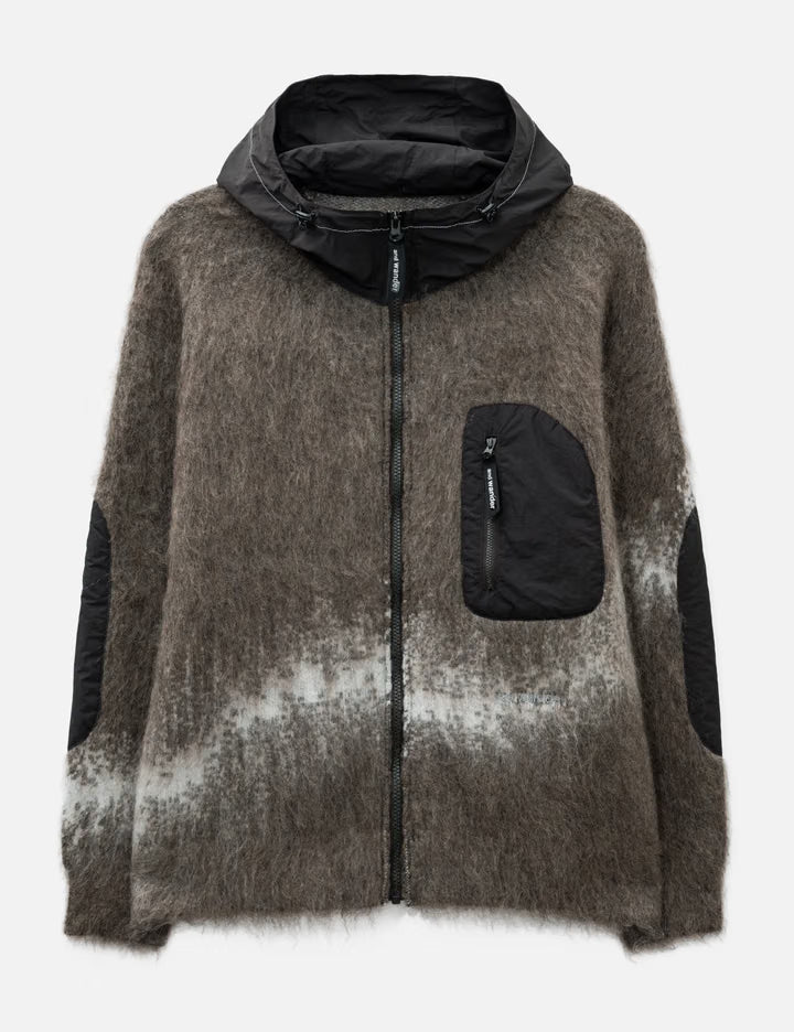 Jacquard Shaggy Knit F/Z Hoodie