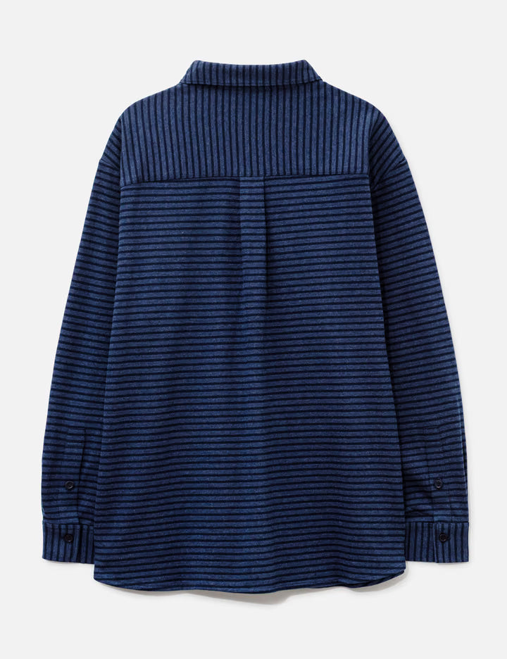 Adam Cotton Shirt In Navy Stripe