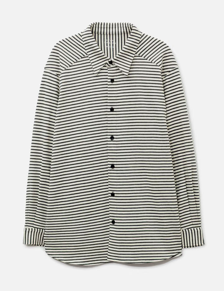 Adam Cotton Shirt In Gray Stripe