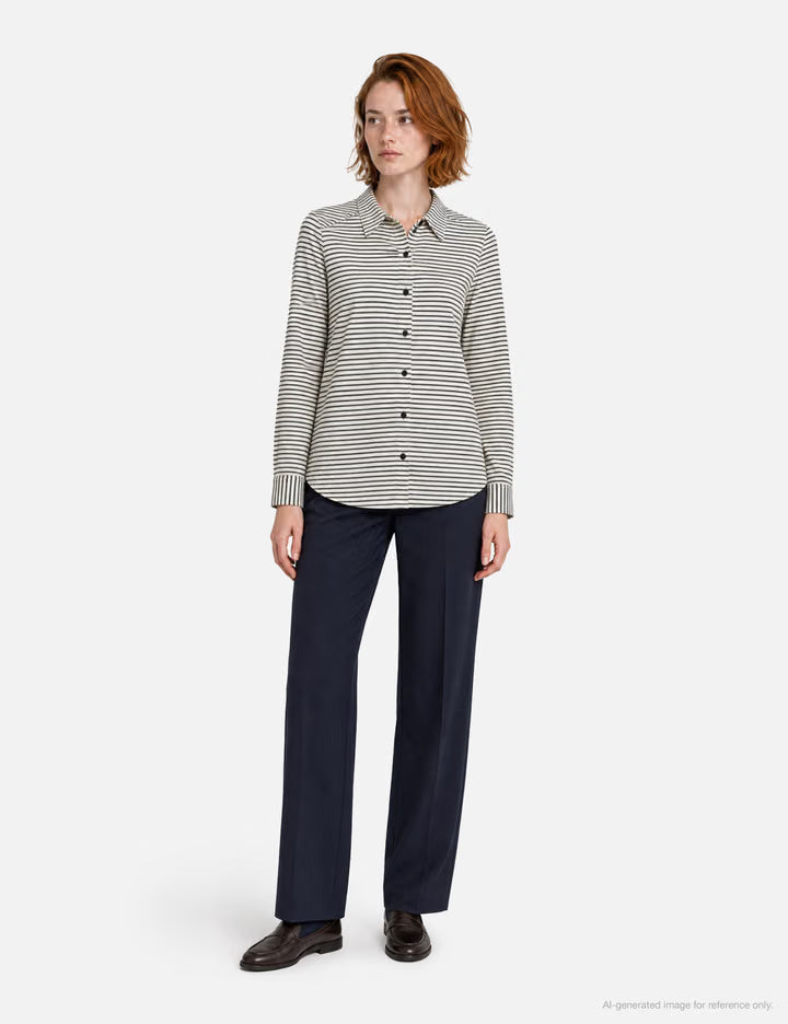 Adam Cotton Shirt In Gray Stripe