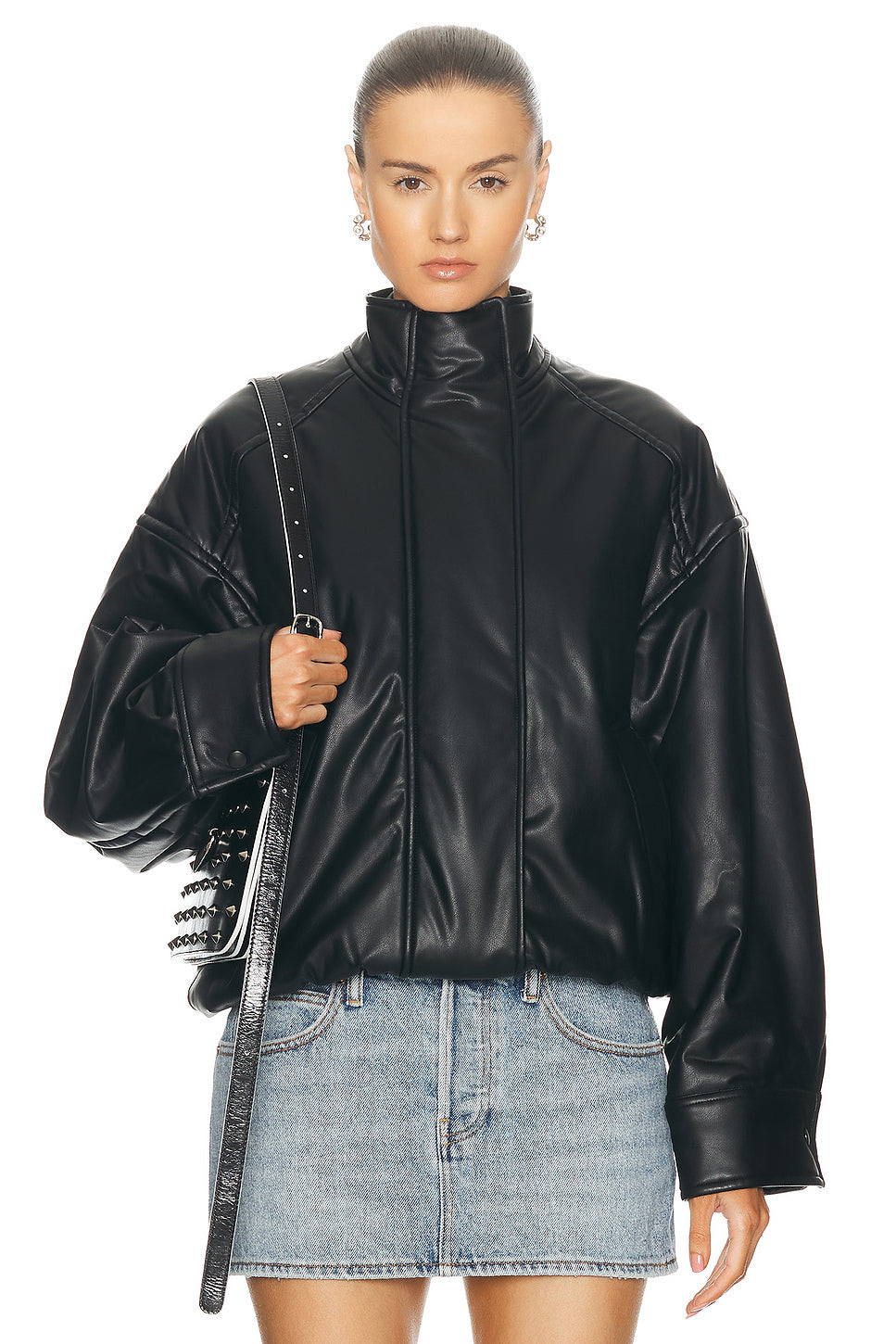 Faux Leather Bomber Jacket