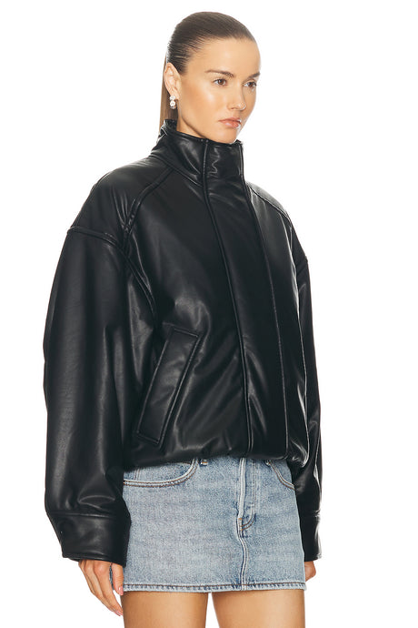 Faux Leather Bomber Jacket