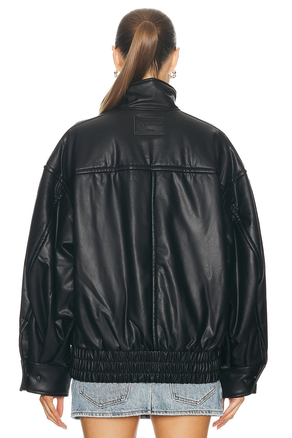 Faux Leather Bomber Jacket