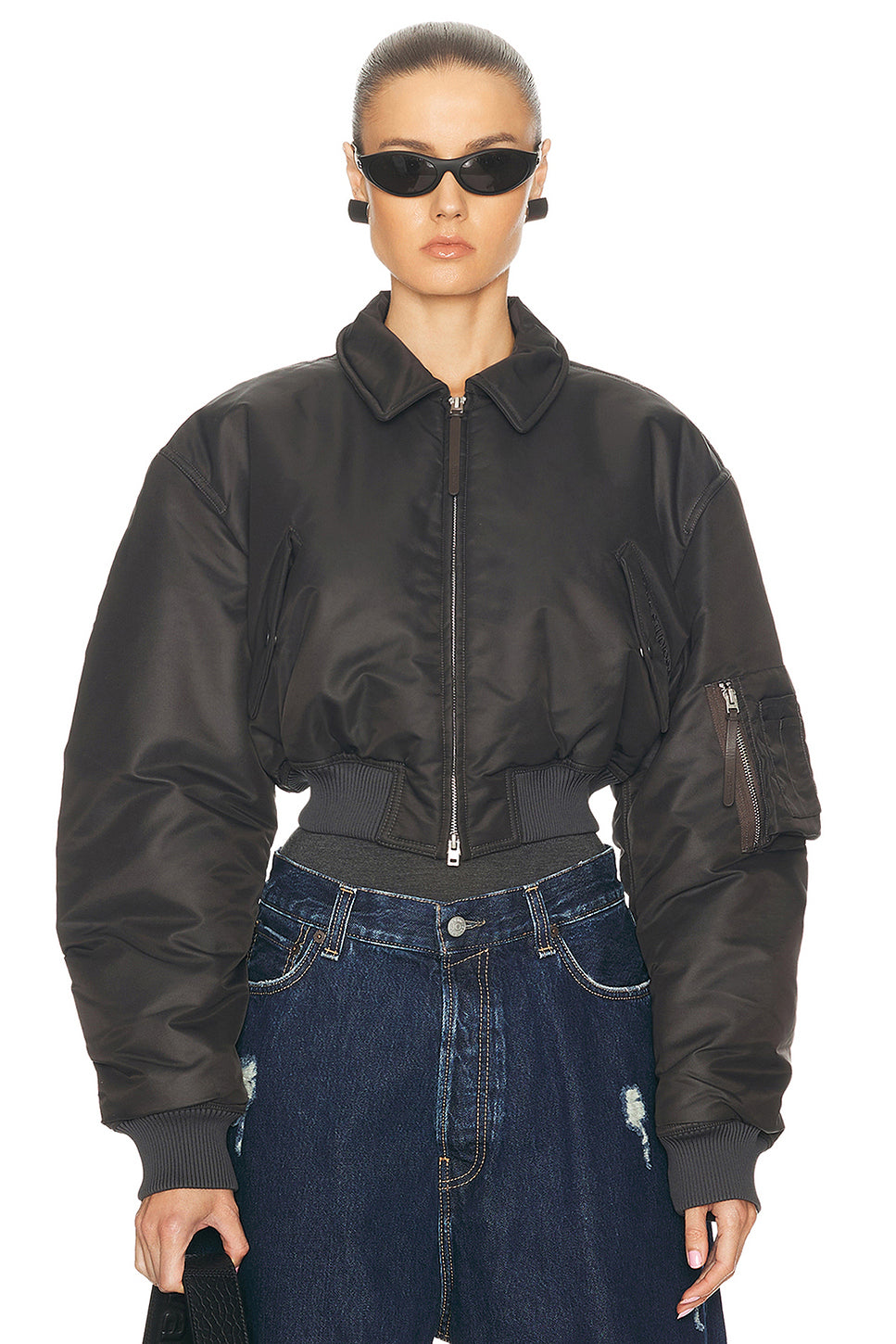 Shiny Nylon Bomber Jacket