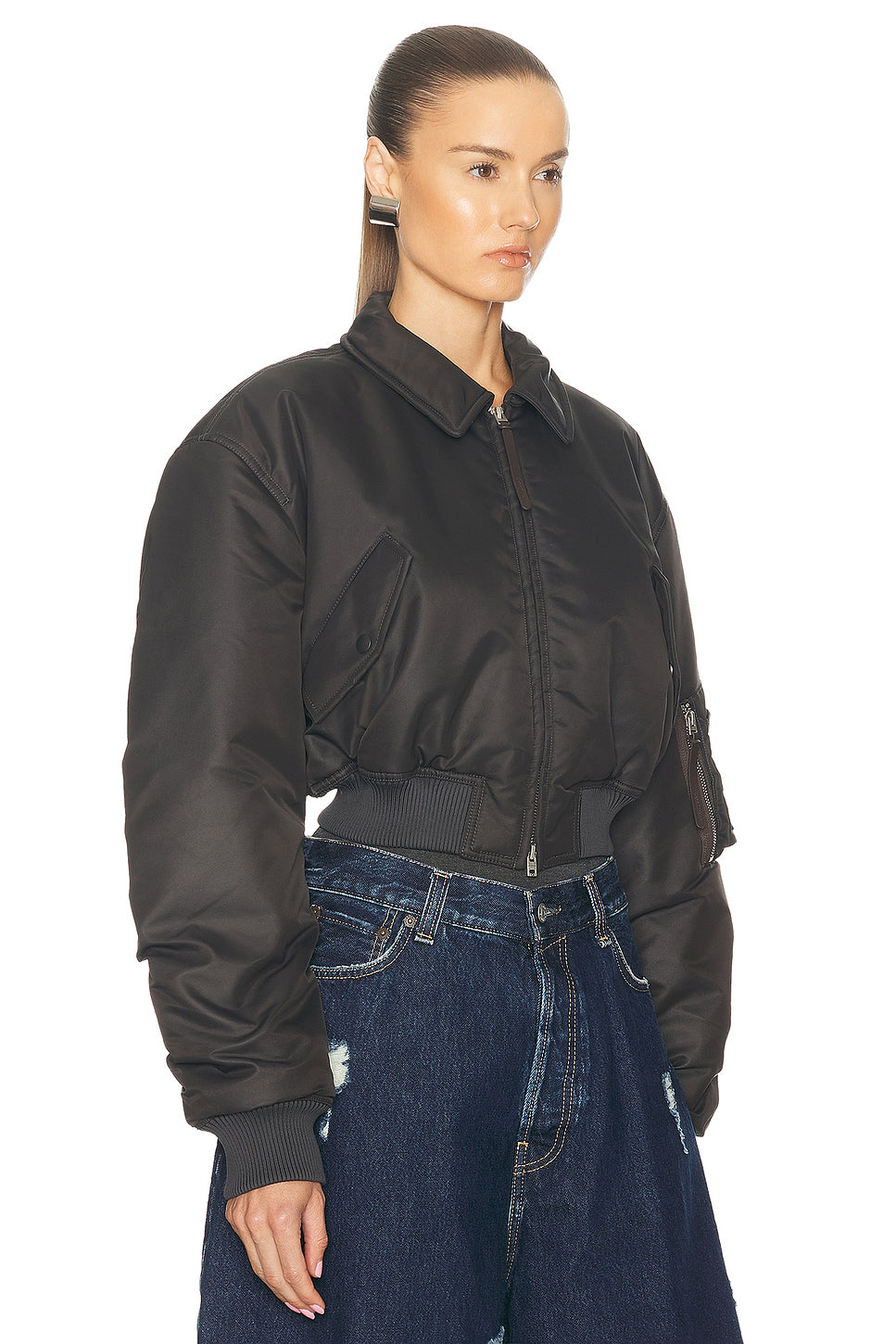 Shiny Nylon Bomber Jacket