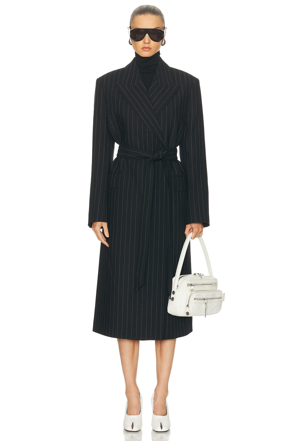 Olyx Pinstripe Maxi Coat
