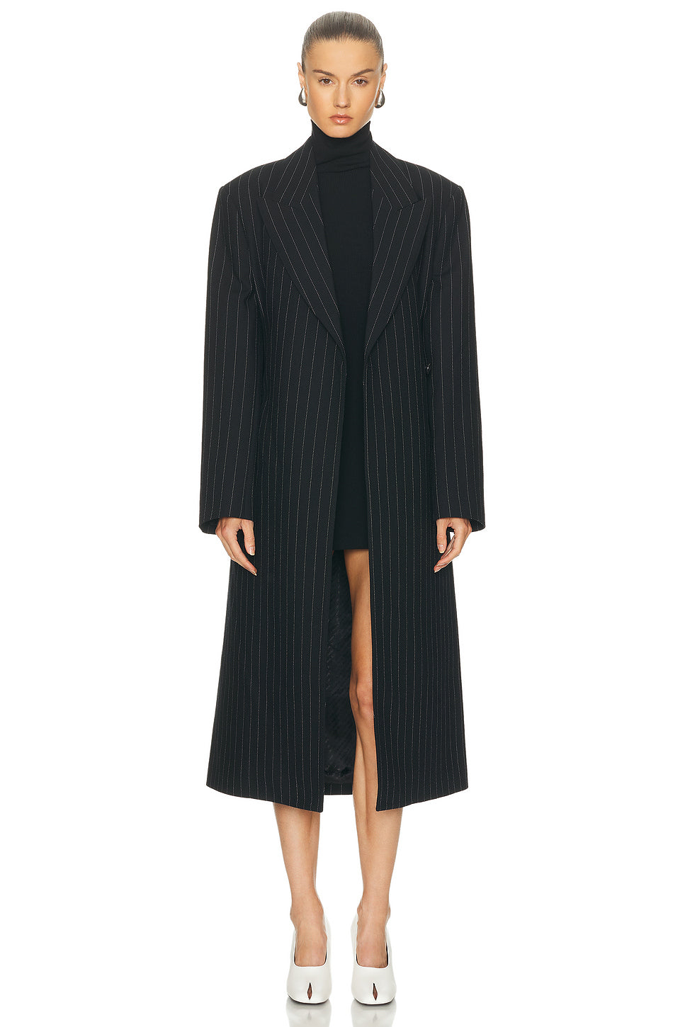 Olyx Pinstripe Maxi Coat