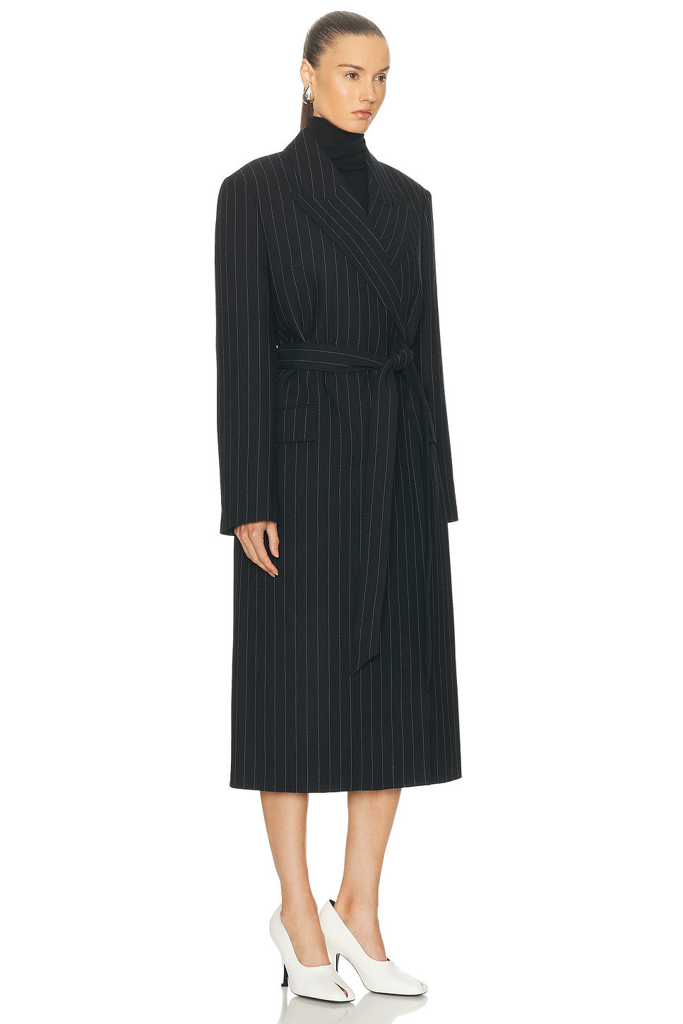 Olyx Pinstripe Maxi Coat