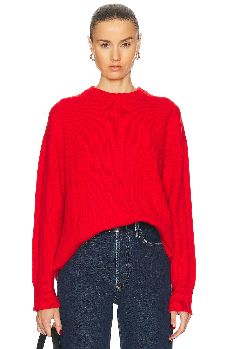 Mock Rib Crewneck Long Sweater