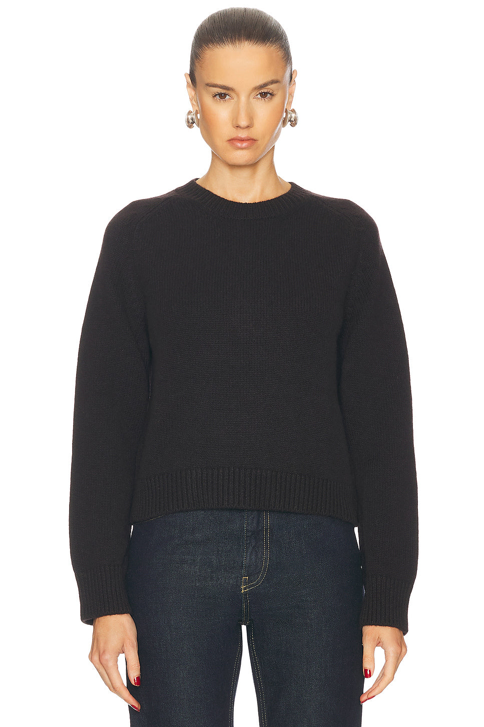 Plain Saddle Sleeve Crewneck Sweater