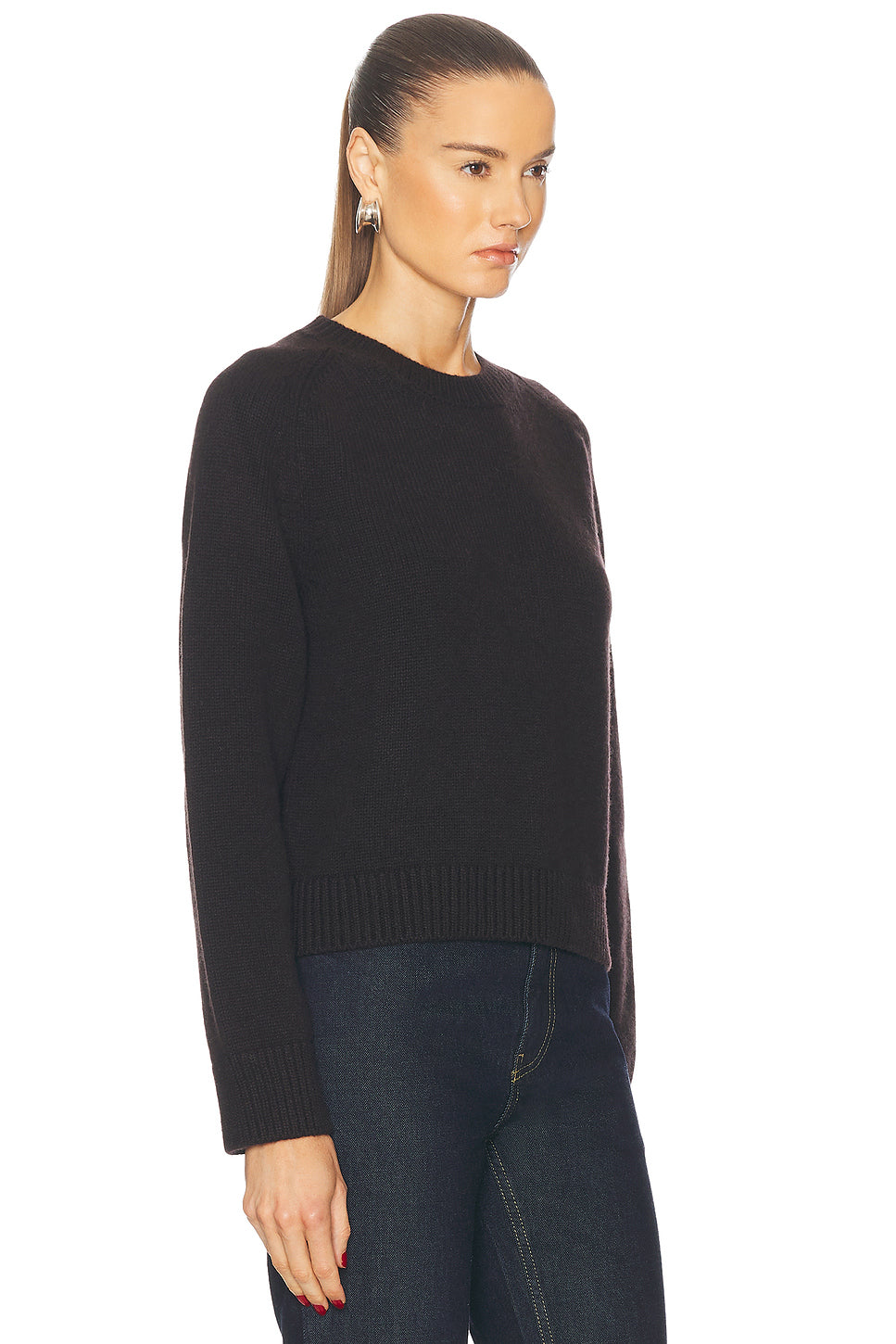 Plain Saddle Sleeve Crewneck Sweater